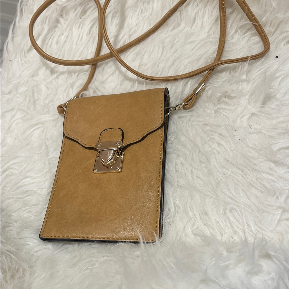 Tan Crossbody phone holder/ card holder Bag